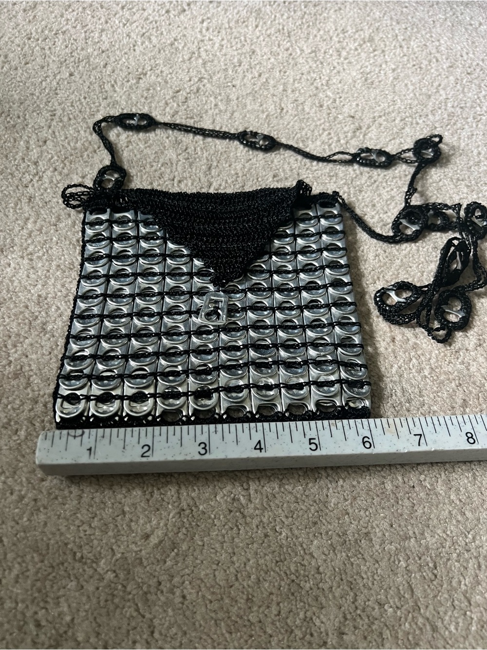 Black and Silver Recycled Tab Shoulder Bag